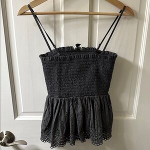 AE Gray Smocked Top